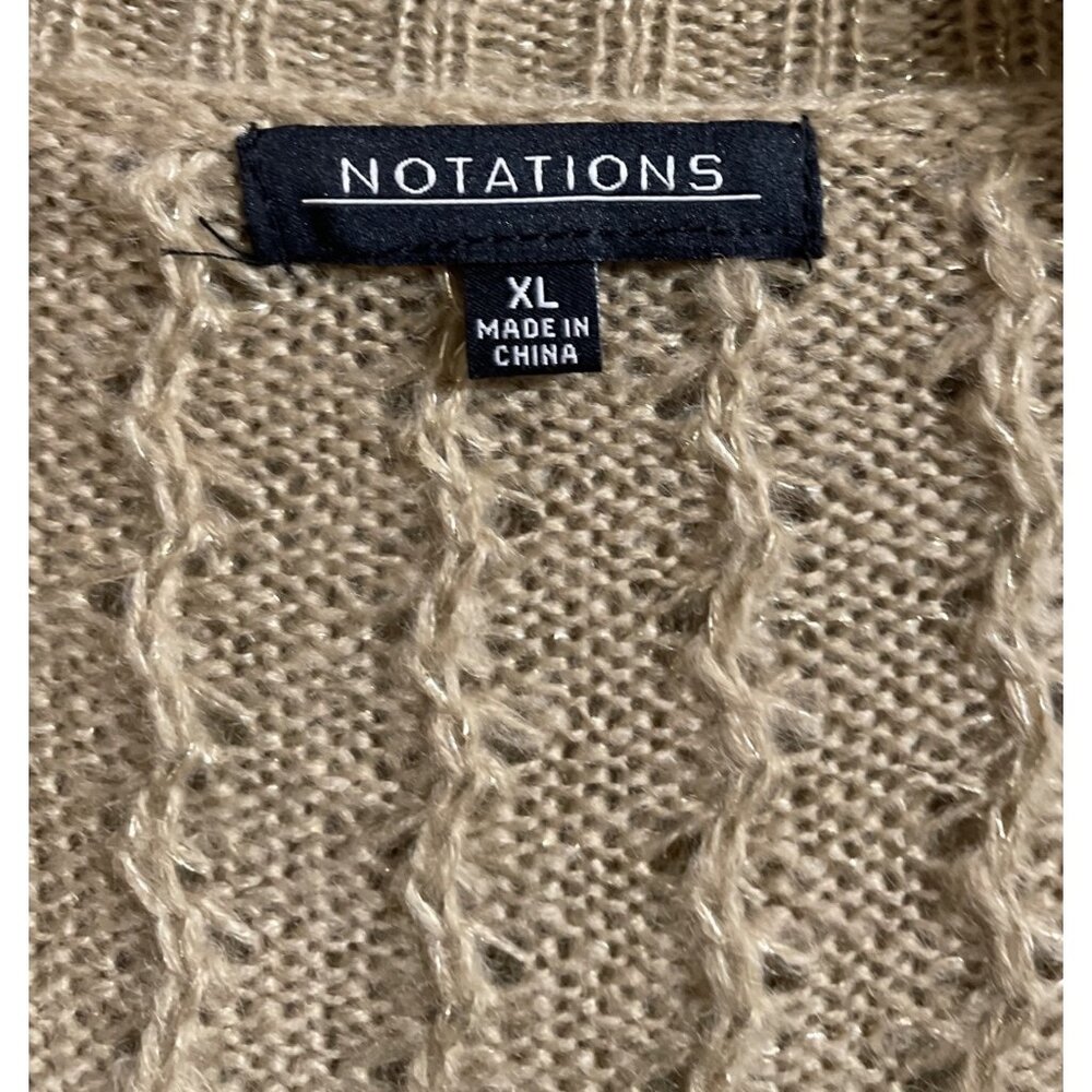 Notations Tan/Gold Knit Cowl Neck Sweater 3/4 Sleeve Womens Size XL - Picture 7 of 9